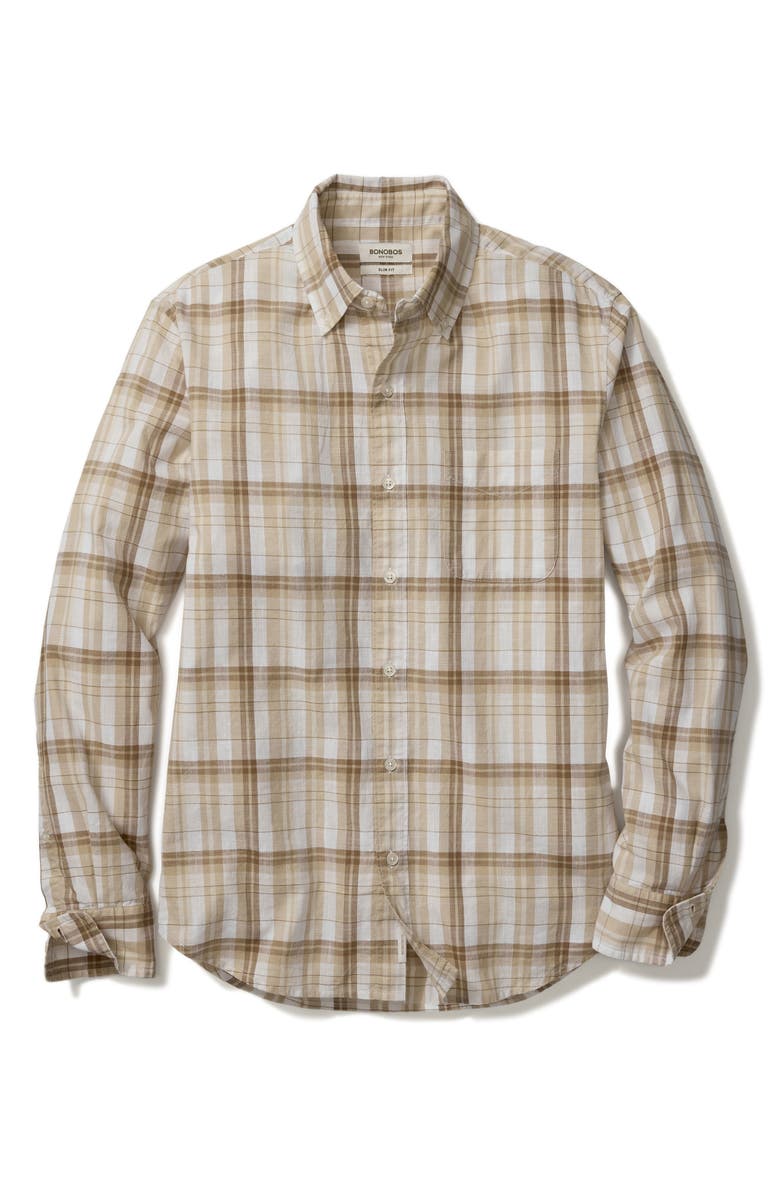 Bonobos Slim Fit Plaid Cotton Madras Button-Down Shirt, Alternate, color, Gorvy Plaid W Slub C28