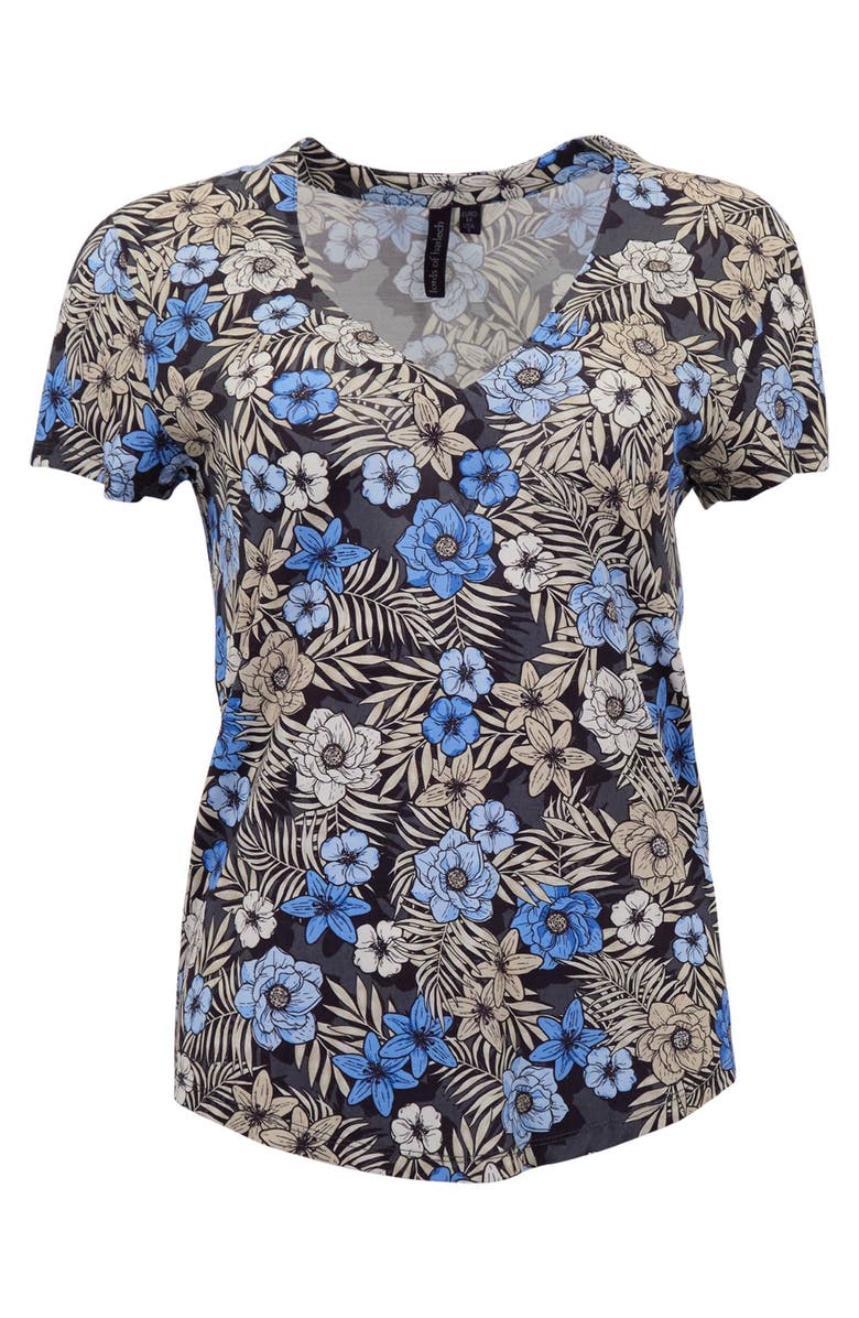 Lords of Harlech Tropical Mix Womens V-neck Printed Top, Alternate, color, Tropical Mix Black