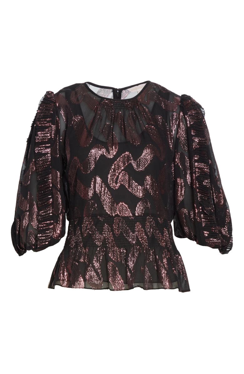 Rebecca Taylor Short Sleeve Lurex Top, Alternate, color,