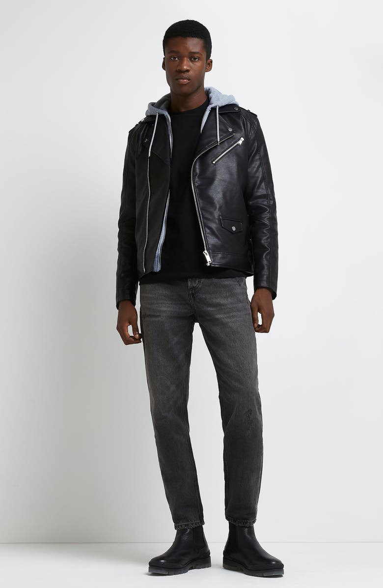 River Island BIKER HYBRID HOODIE INSERT, Alternate, color,