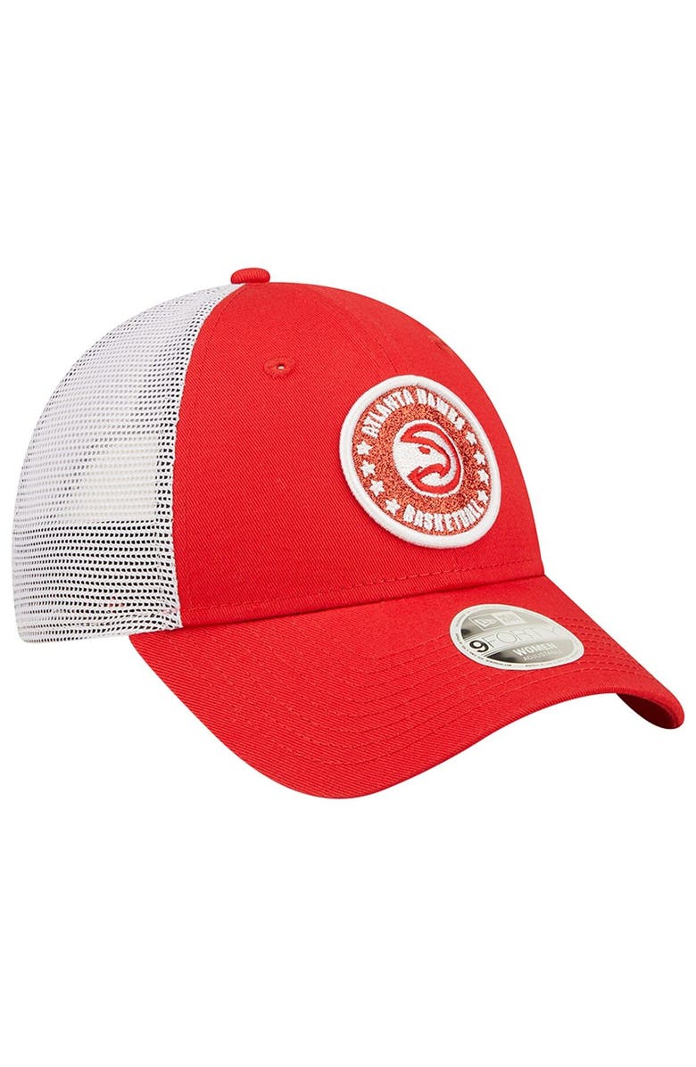 New Era Women's New Era Red/White Atlanta Hawks Glitter Patch 9FORTY Snapback Hat, Alternate, color, Red
