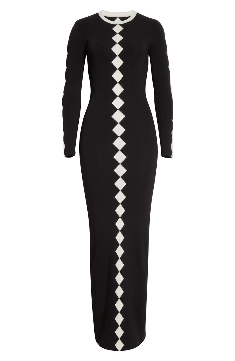 Victor Glemaud Diamond Jacquard Long Sleeve Wool Maxi Sweater Dress, Alternate, color, 
