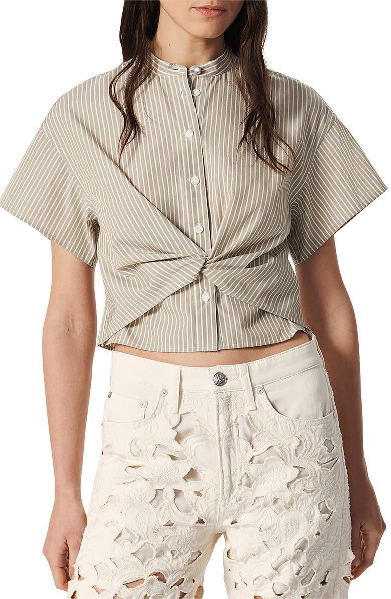 rag & bone Gretchen Stripe Poplin Shirt, Main, color, Beige Stripe