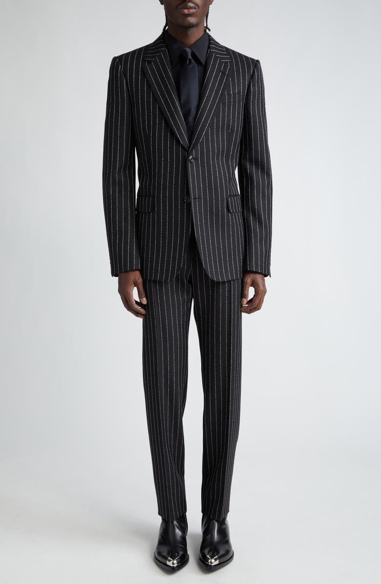 McQueen Alexander McQueen Harness Stretch Poplin Men's Button-Up Shirt, Alternate, color, Black