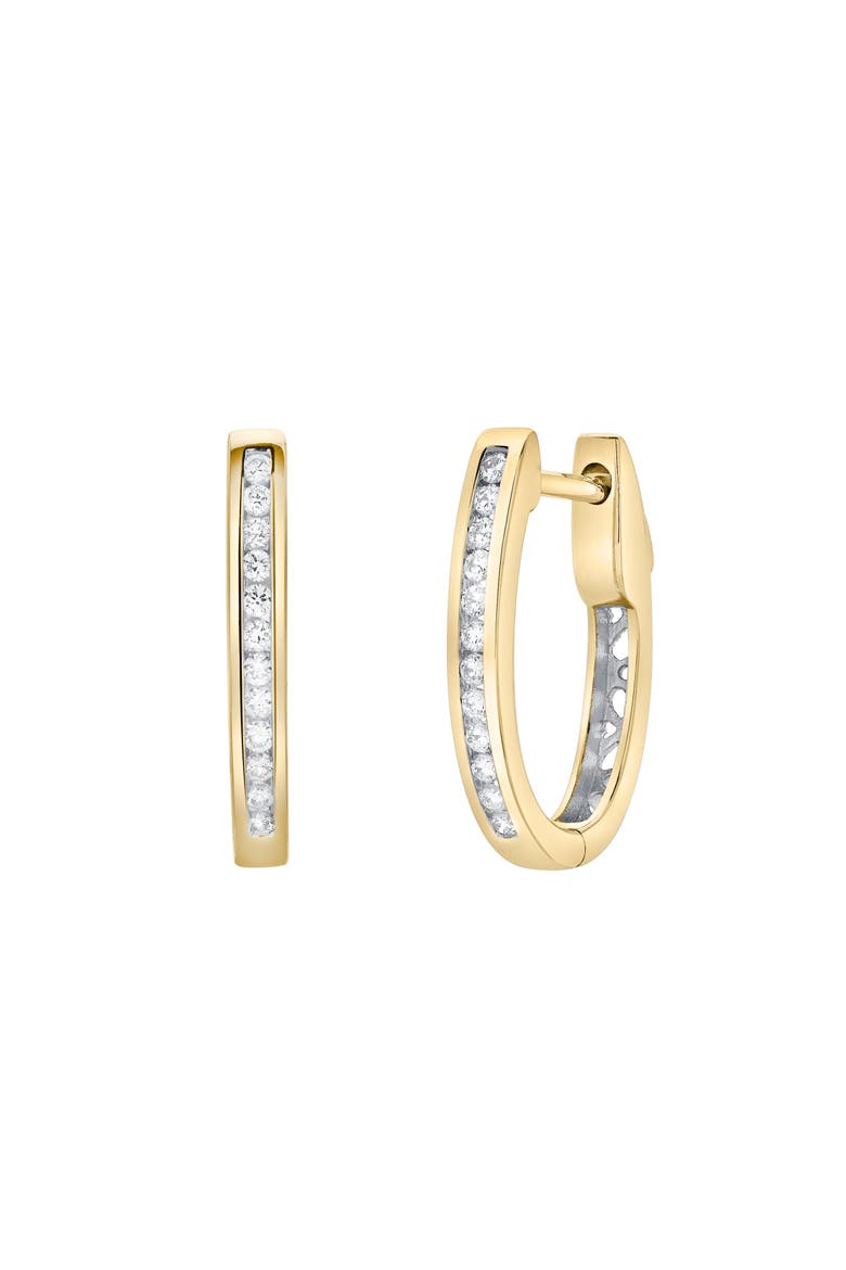Midsummer Pave Square Shape Diamond Drop Huggie Hoop Earrings in 14K Gold, Alternate, color, 14K Yellow Gold
