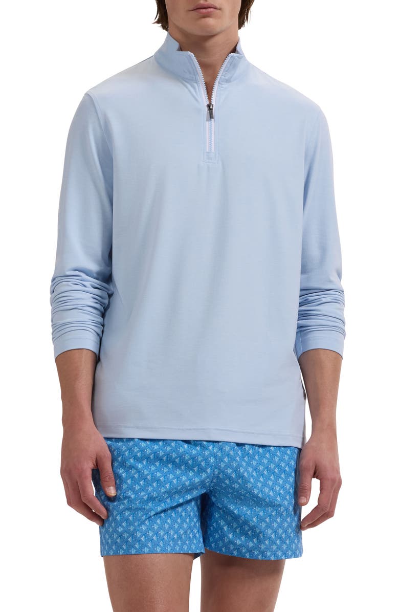 Bugatchi Zane Fish Print Swim Trunks, Main, color, Classic Blue