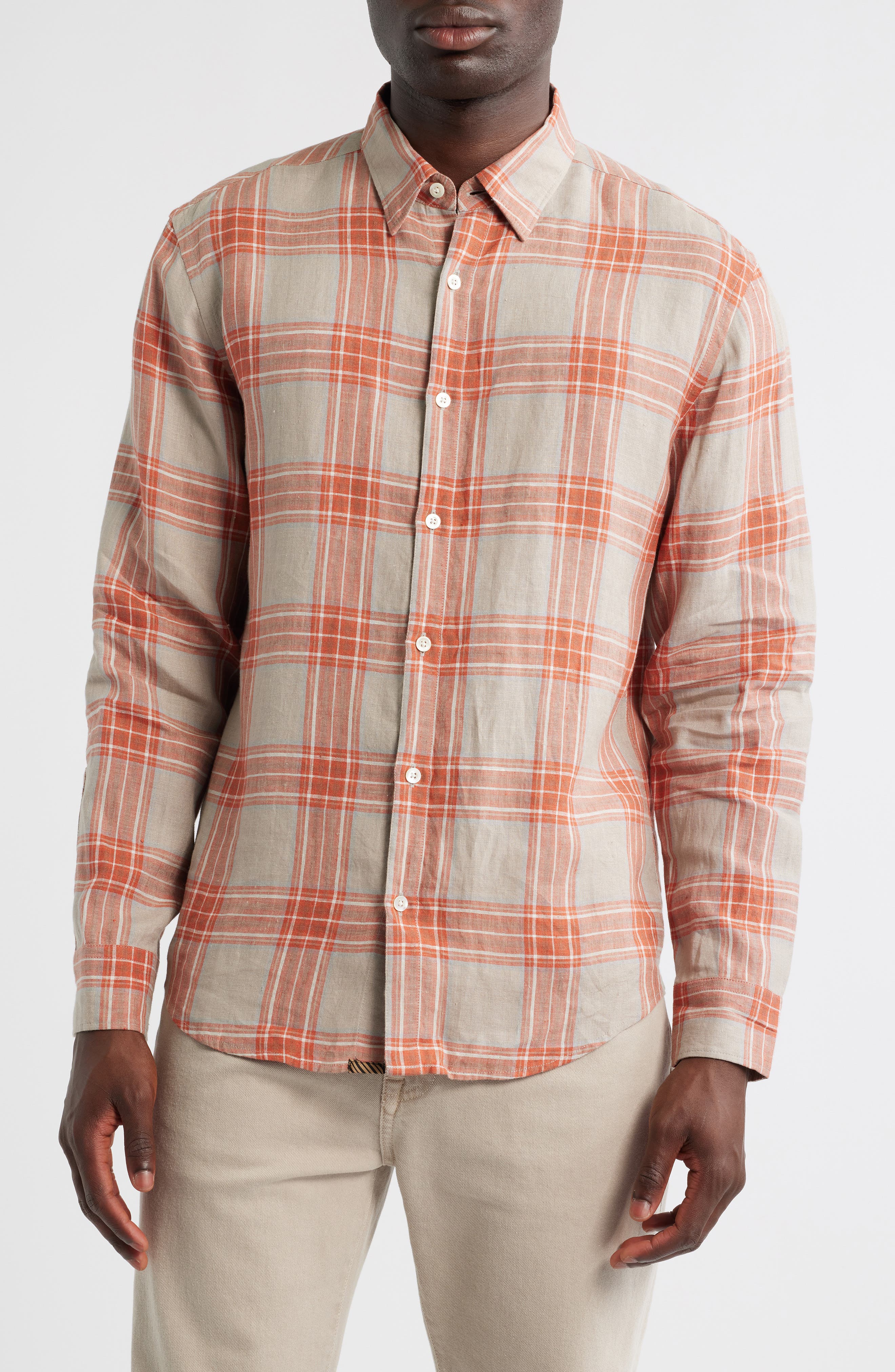 Billy Reid John Standard Fit Plaid Linen Button-Up Shirt