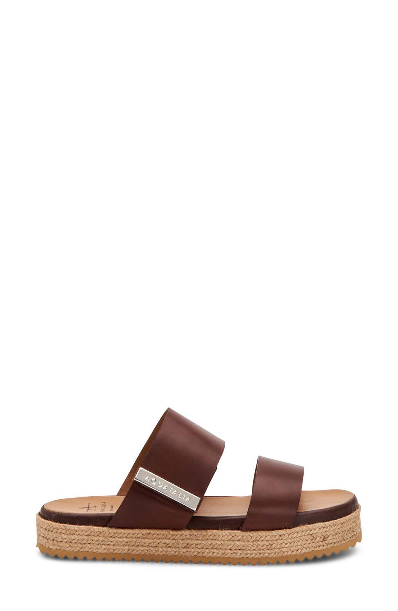 Mae Water Resistant Espadrille Slide Sandal, Alternate, color, DARK BROWN