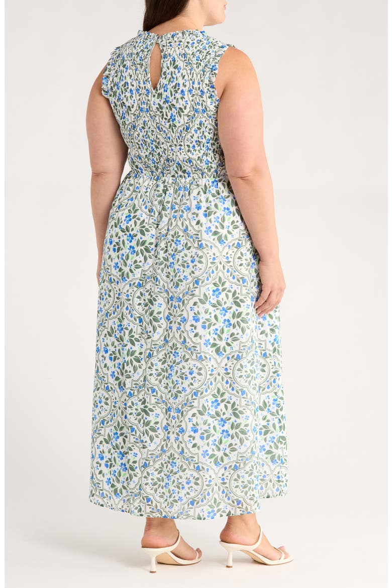 Hilo Floral Print Sleeveless Maxi Dress, Alternate, color, WHITE/ BLUE/ GREEN