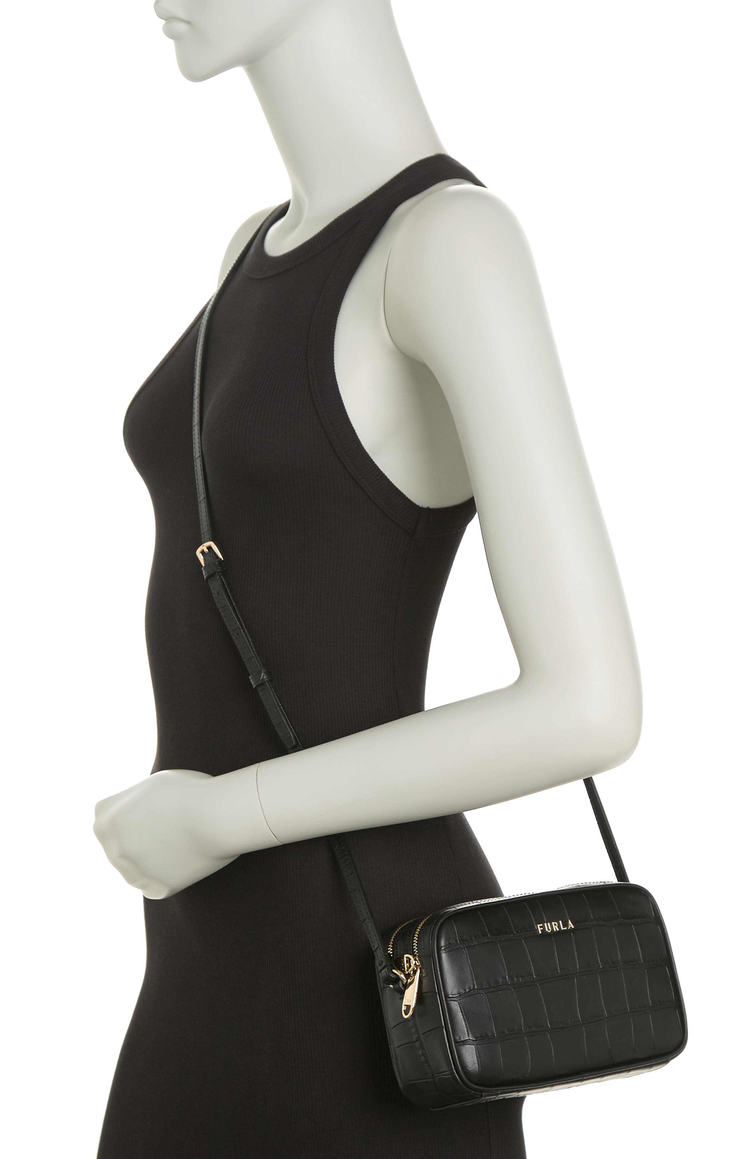 Furla Lilli XL Croc Embossed Crossbody Bag, Alternate, color, 