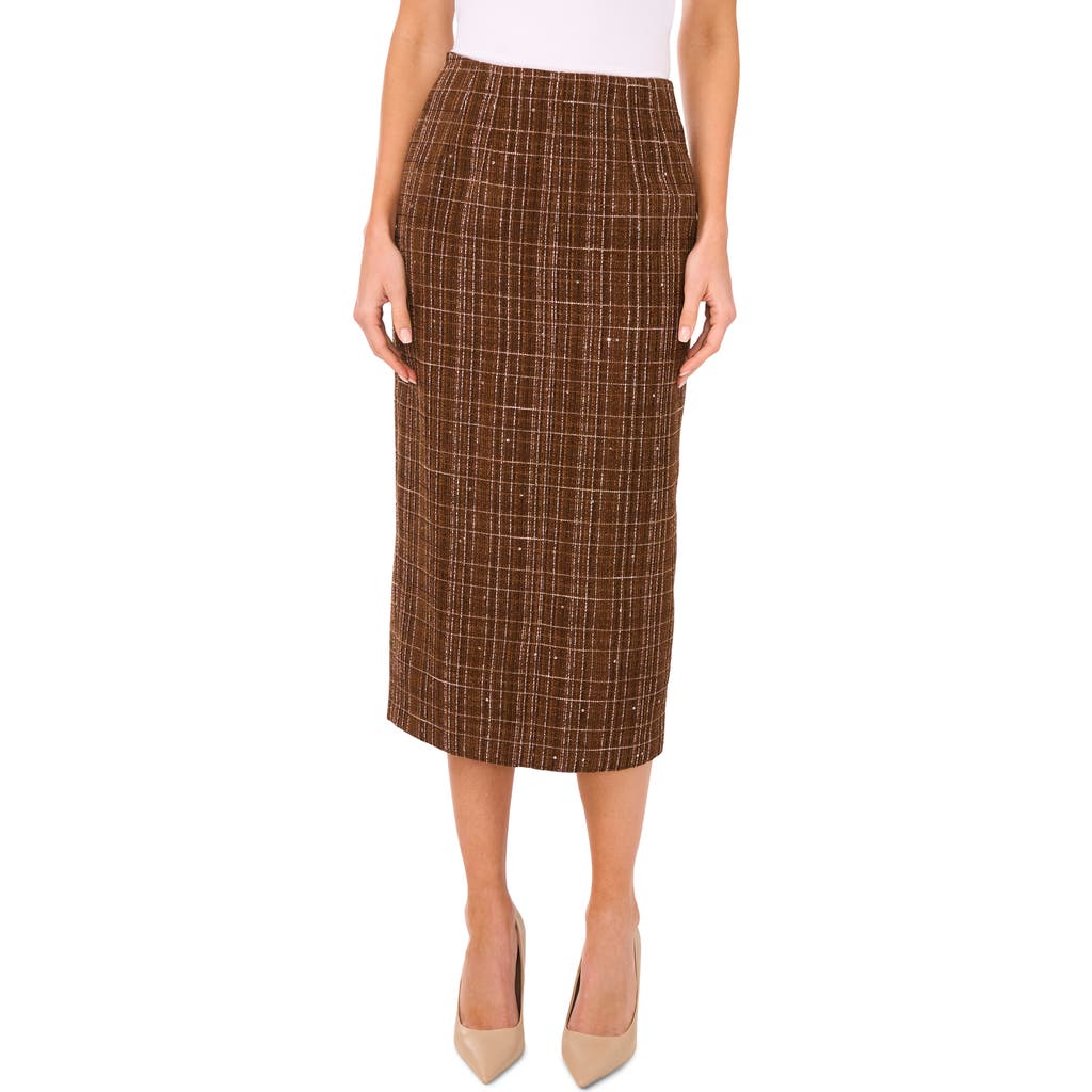Ted Baker Tweed Pencil Skirt In Brown