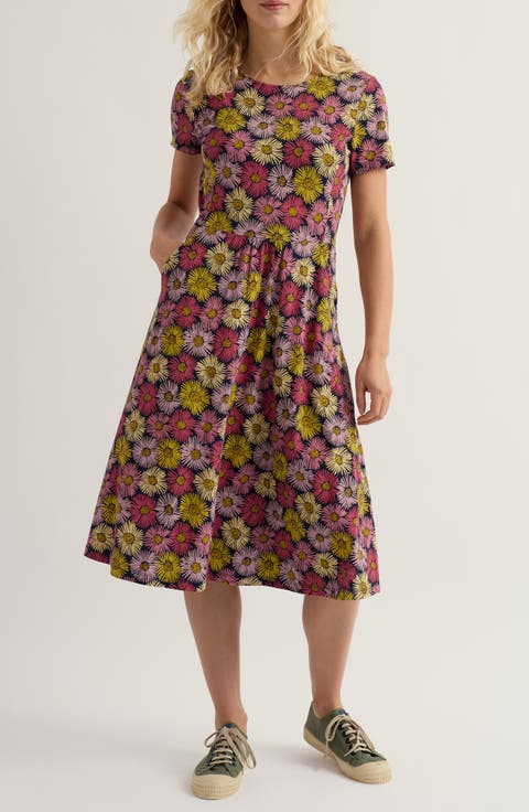 April Stretch Organic Cotton Fit & Flare Dress
