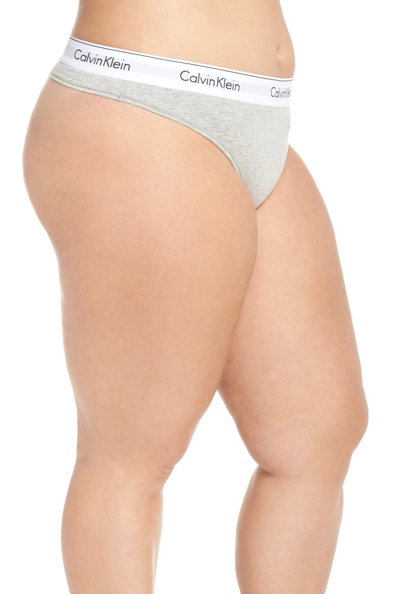Modern Cotton-Blend Thong, Alternate, color, GREY HEATHER