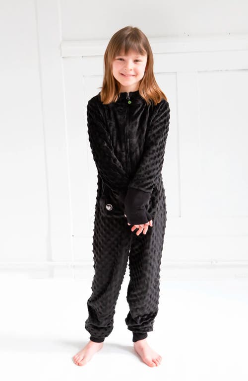Limeapple Minky Bubble Zip Fleece Romper In Black