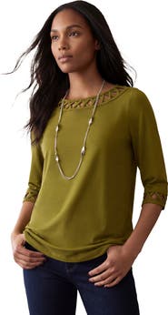 Jessica London Stretch Cotton Lattice Boatneck Tunic