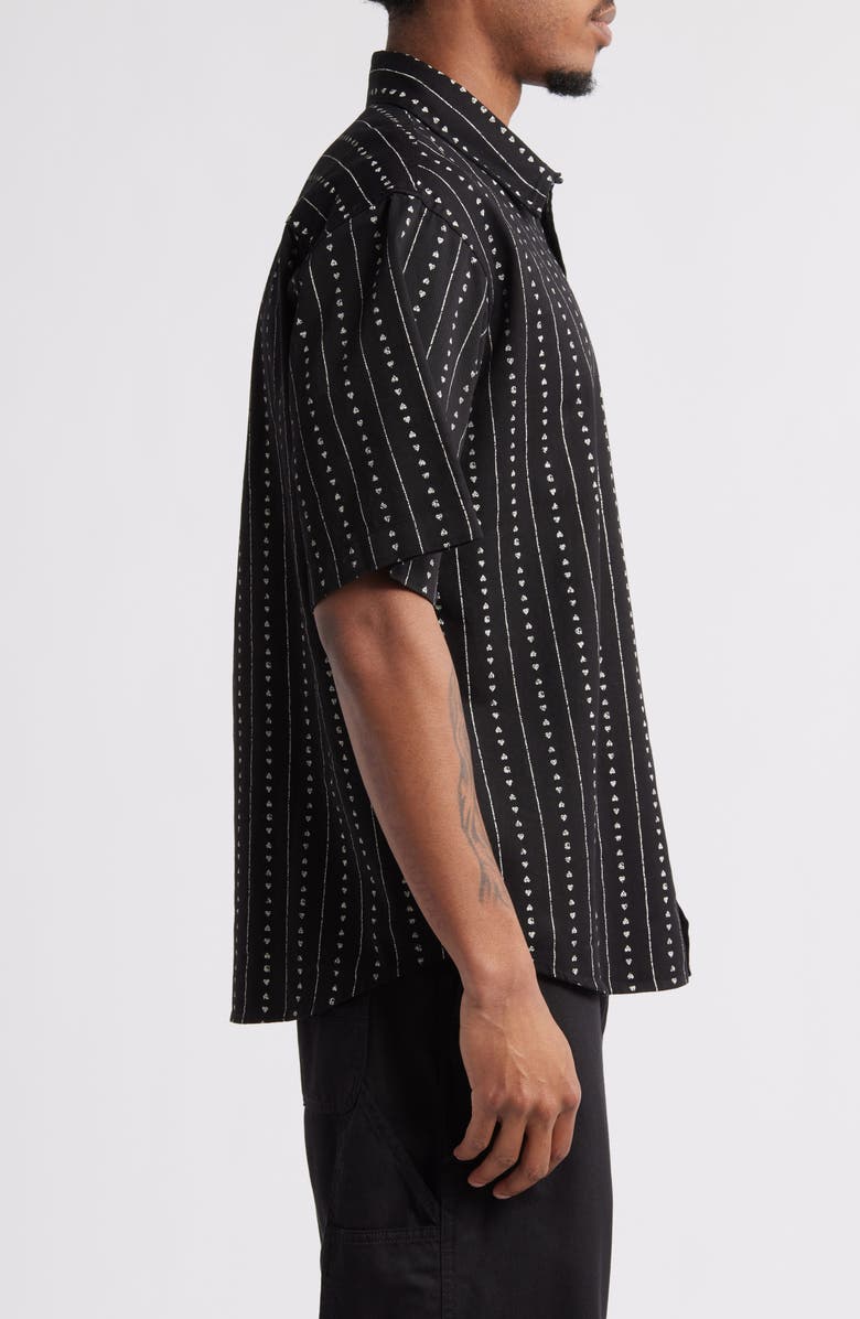 Carhartt Work In Progress Drewe Short Sleeve Button-Up Shirt, Alternate, color, Heart C Pinstripe Black
