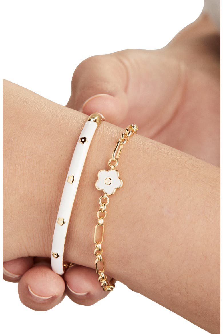 Daisy Charm Chain Bracelet, Alternate, color, Pearl