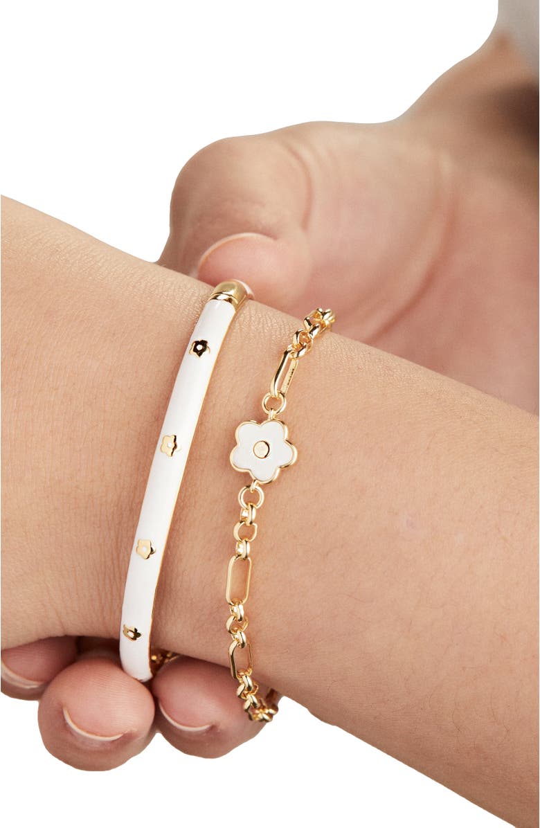 Alex and Ani Daisy Charm Chain Bracelet, Alternate, color, Pearl