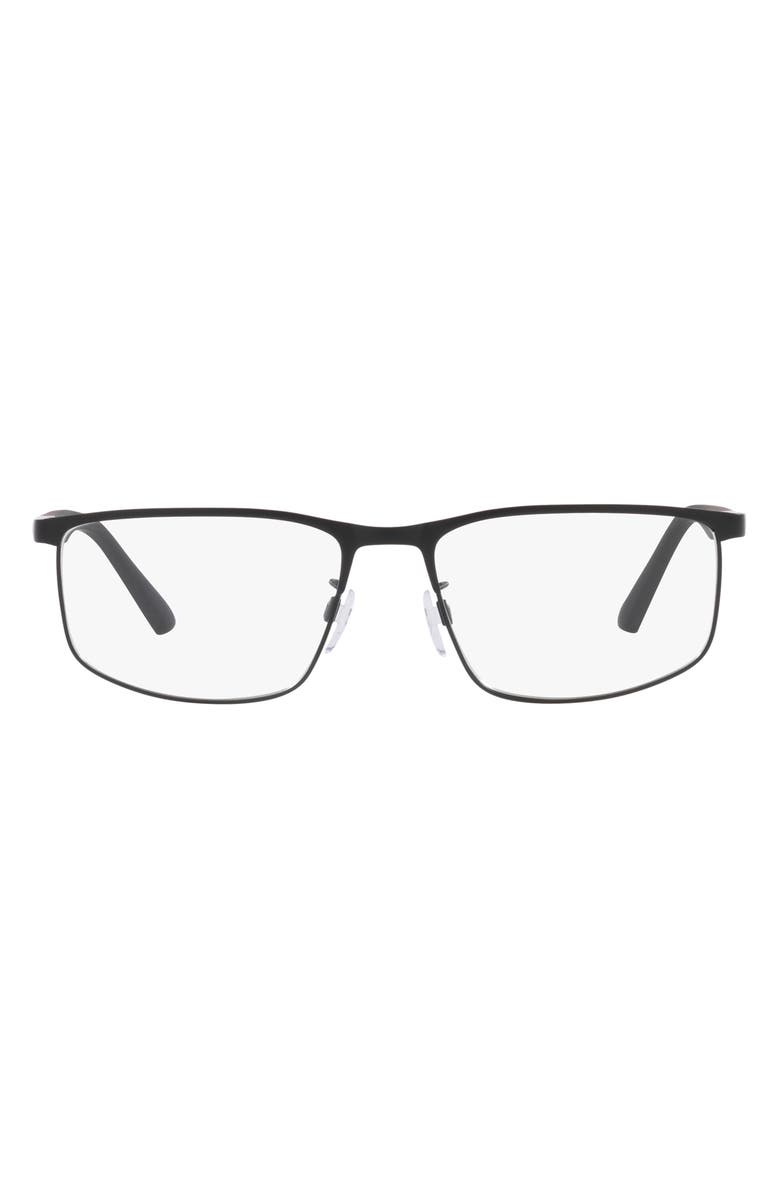 Emporio Armani 54mm Pillow Optical Glasses, Main, color, Matte Black / Demo Lens