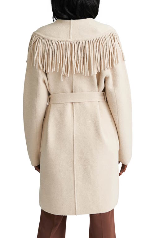 Nvlt Fringed Eyelash Knit Sweater Coat In White