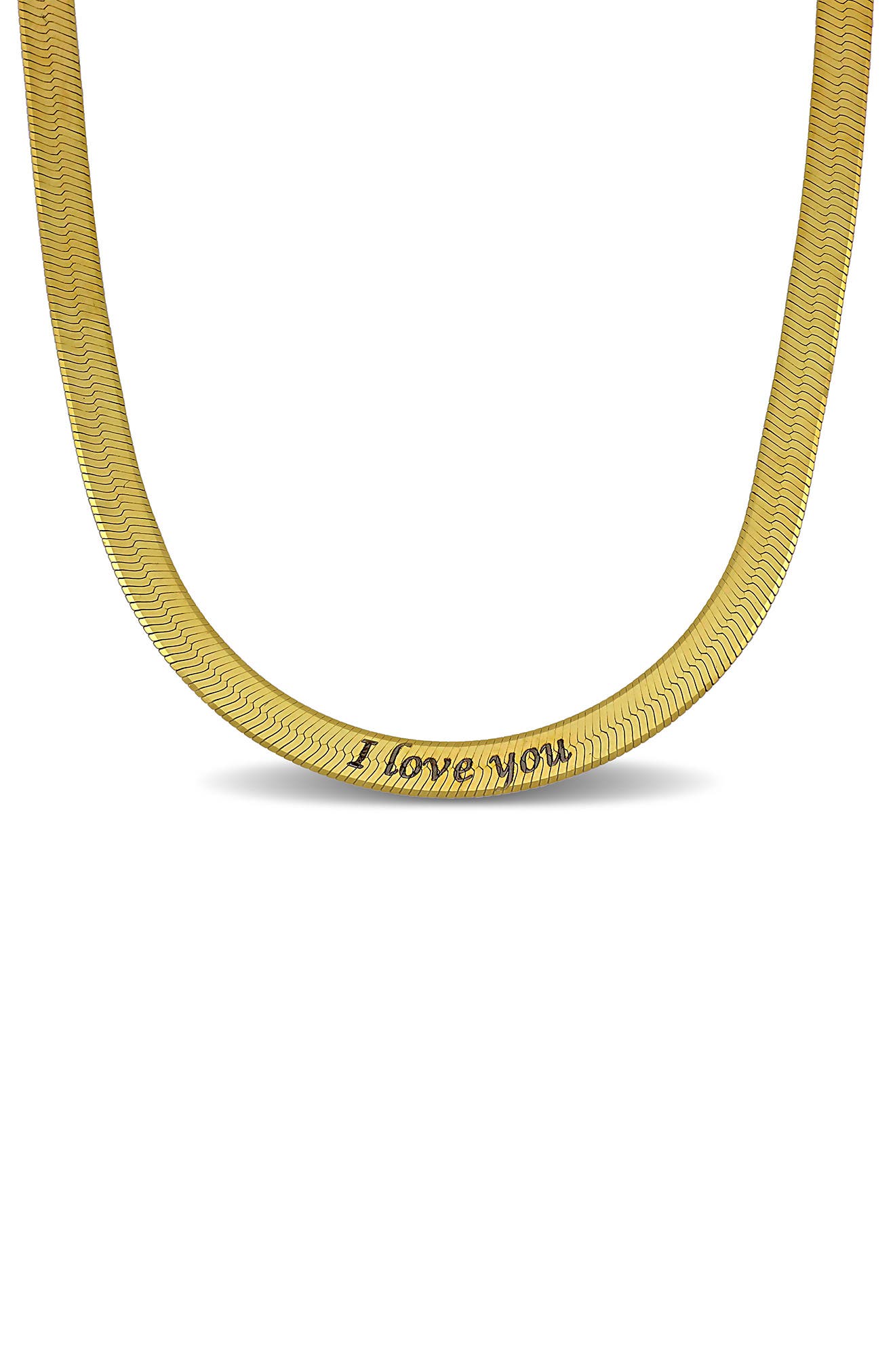Engraved Herringbone Chain Necklace