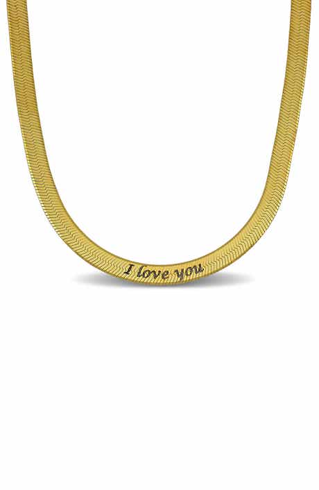 Engraved Herringbone Chain Necklace