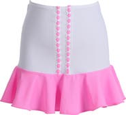 NESSI BYRD Ruffled Hem Decorative Embroidery Beach Cover-Up Skirt