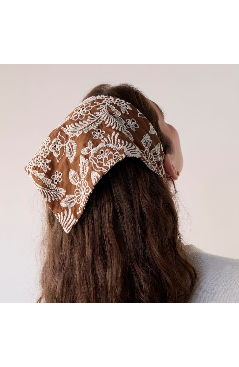 Lele Sadoughi Jackie Embroidered Eyelet Handkerchief Headband, Alternate, color, Espresso Garden 200