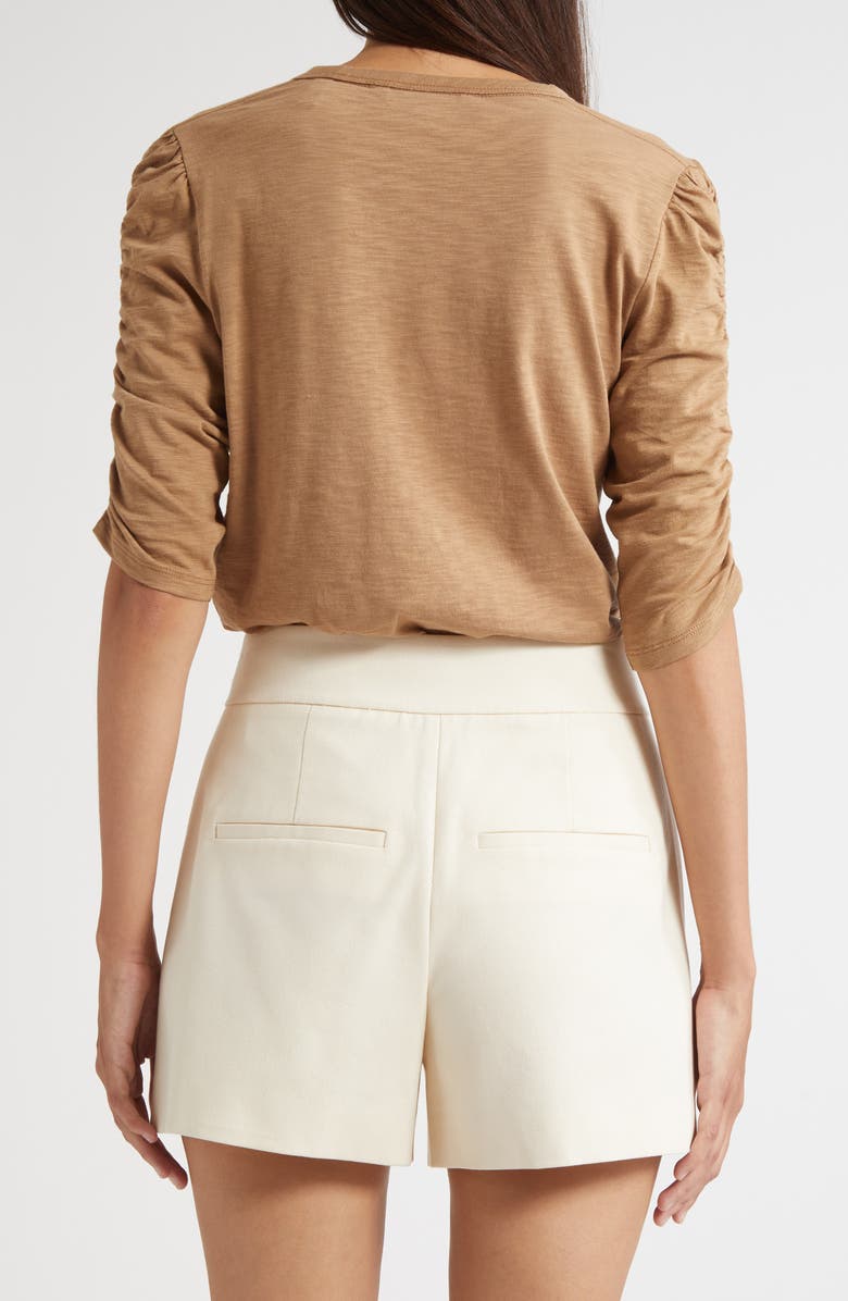 Veronica Beard Waldorf Ruched Sleeve Cotton Slub Top, Alternate, color,