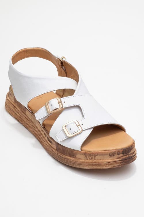 Forever & Always Shoes Levine Leather Buckled Side-zip Sandal In White