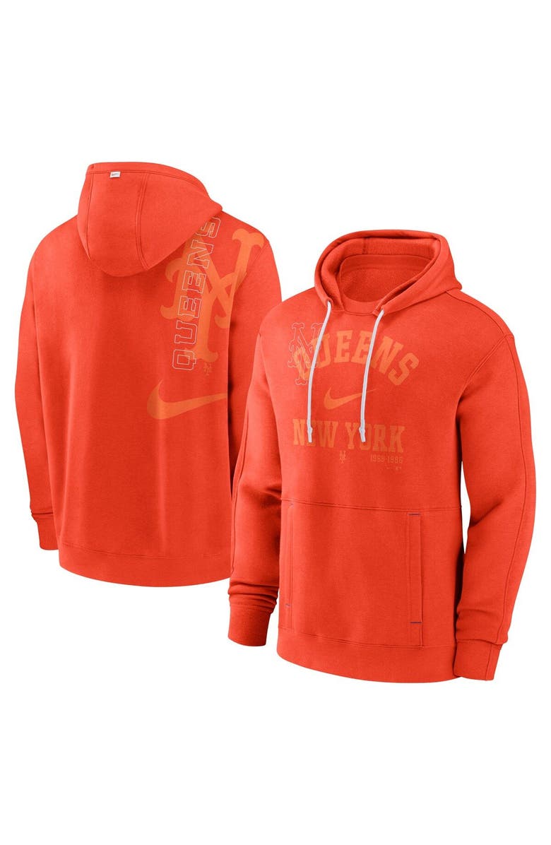 Nike Men's Nike Orange New York Mets Statement Ball Game Pullover Hoodie, Main, color, 