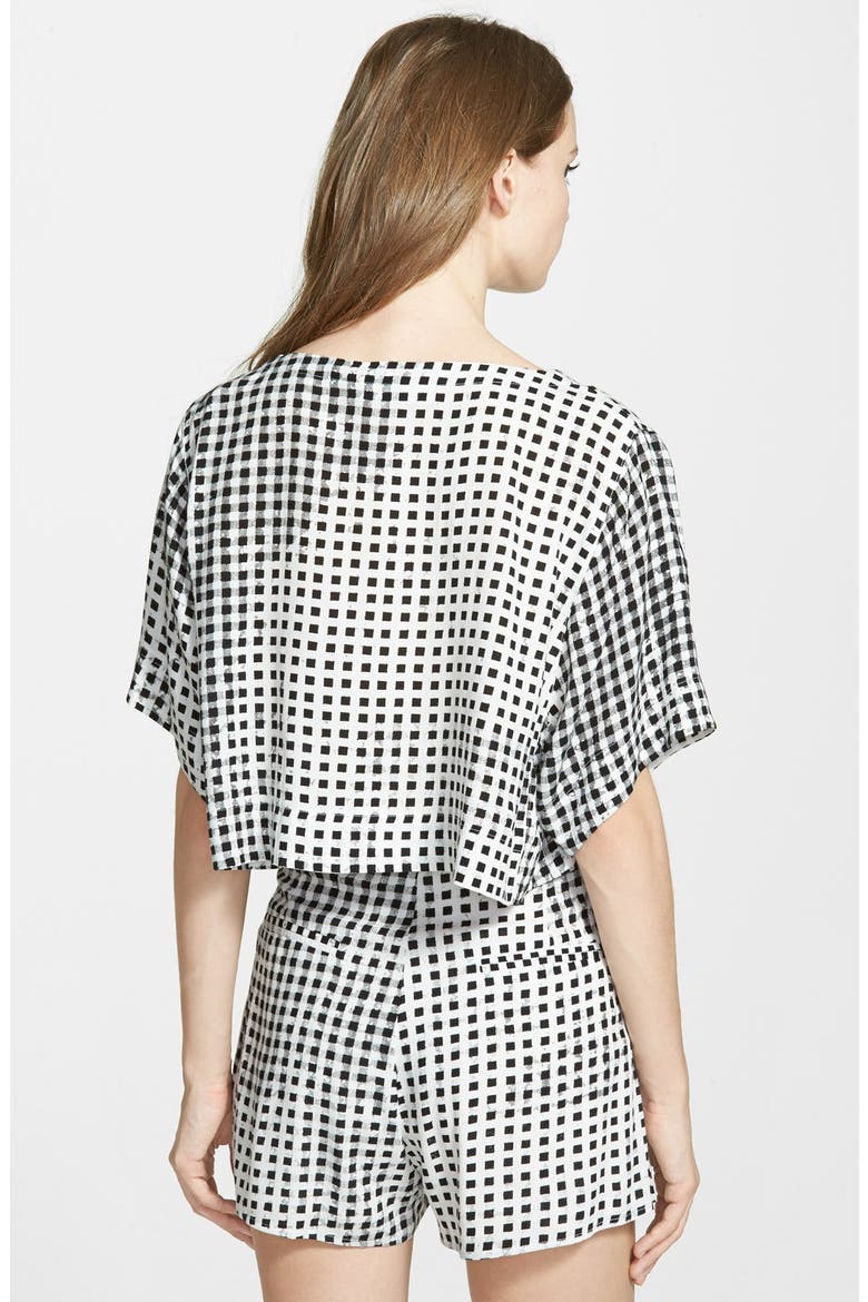 Gingham Crop Tee, Alternate, color, BLACK