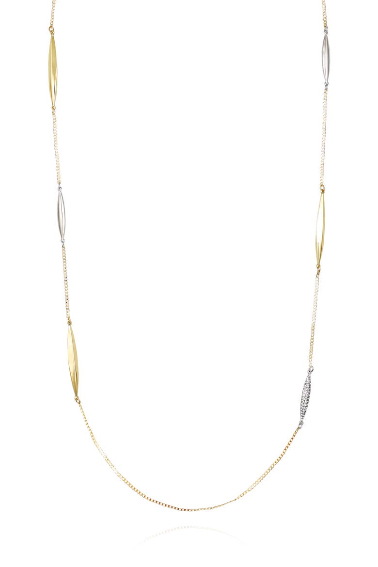 Crystal Station Long Silver- Necklace, Alternate, color, 14K Gold Plated