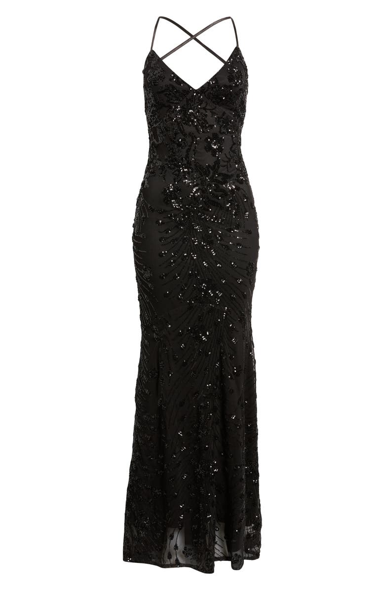 Lulus Photo Finish Sequin High-Low Maxi Dress, Alternate, color,