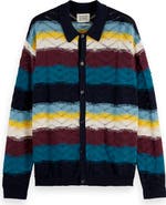 Scotch & Soda Stripe Open Knit Cardigan