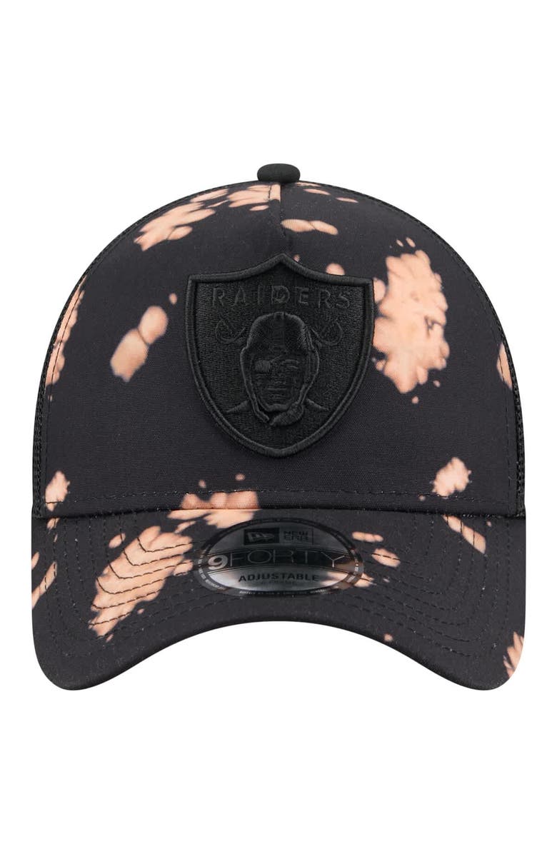 New Era Men's New Era Black Las Vegas Raiders Bleached 9FORTY A-Frame Adjustable Hat, Alternate, color, Black