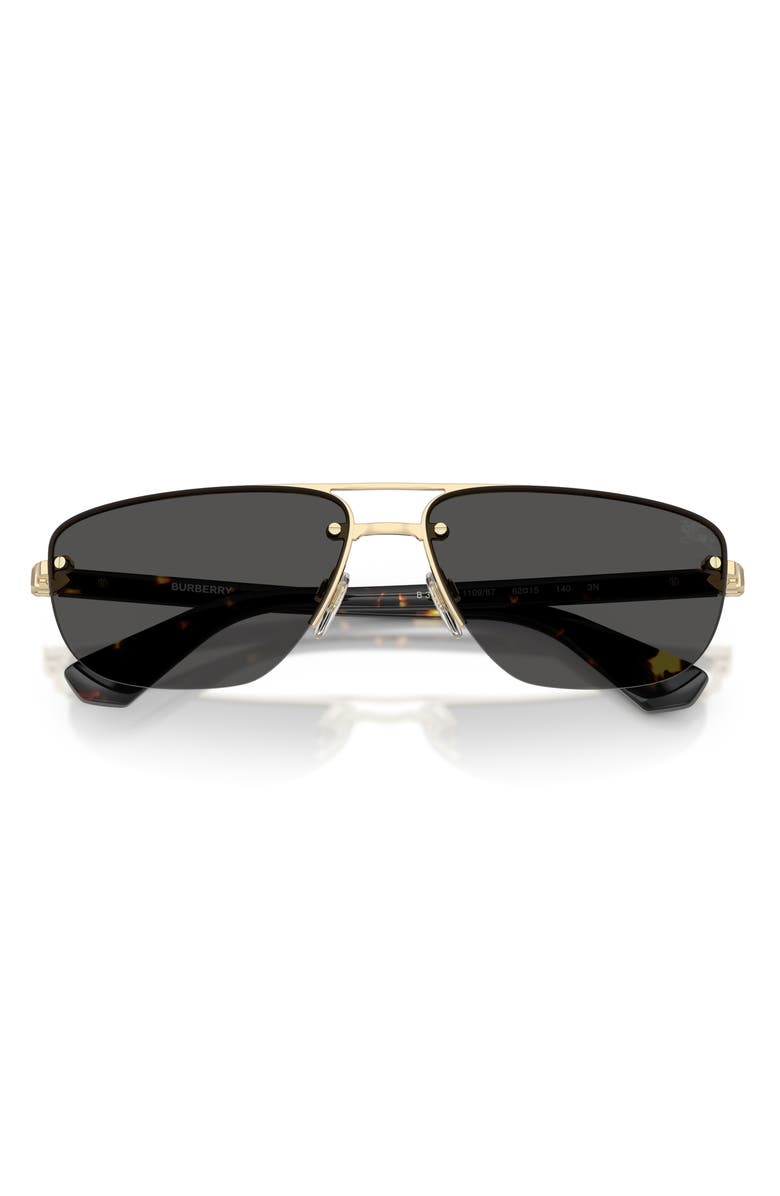 Burberry 63mm Oversize Irregular Aviator Sunglasses, Alternate, color, Light Gold / Dark Grey