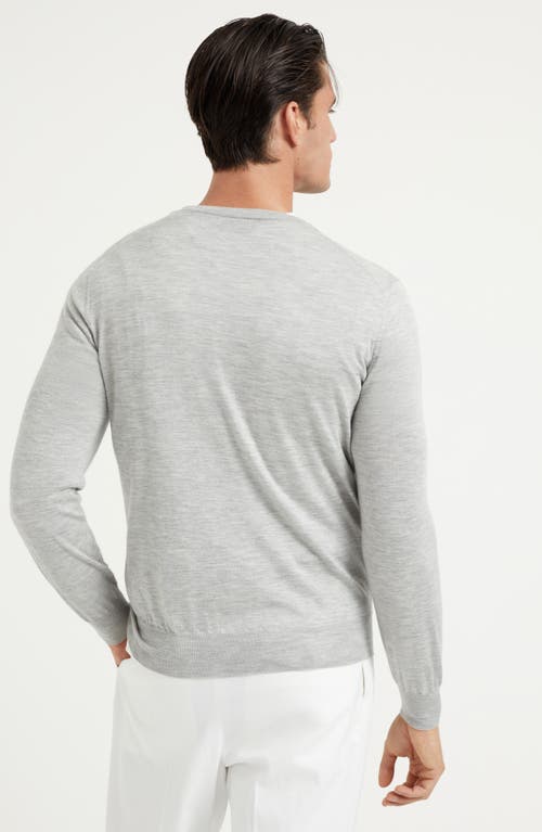 Brunello Cucinelli Light Grey Virgin Wool And Cashmere Jumper In Pebble