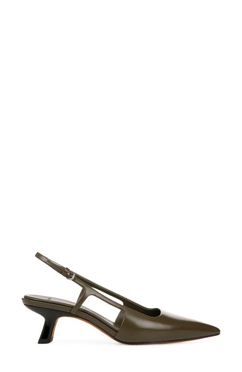 Vince Bianca Leather Kitten Slingback Pumps