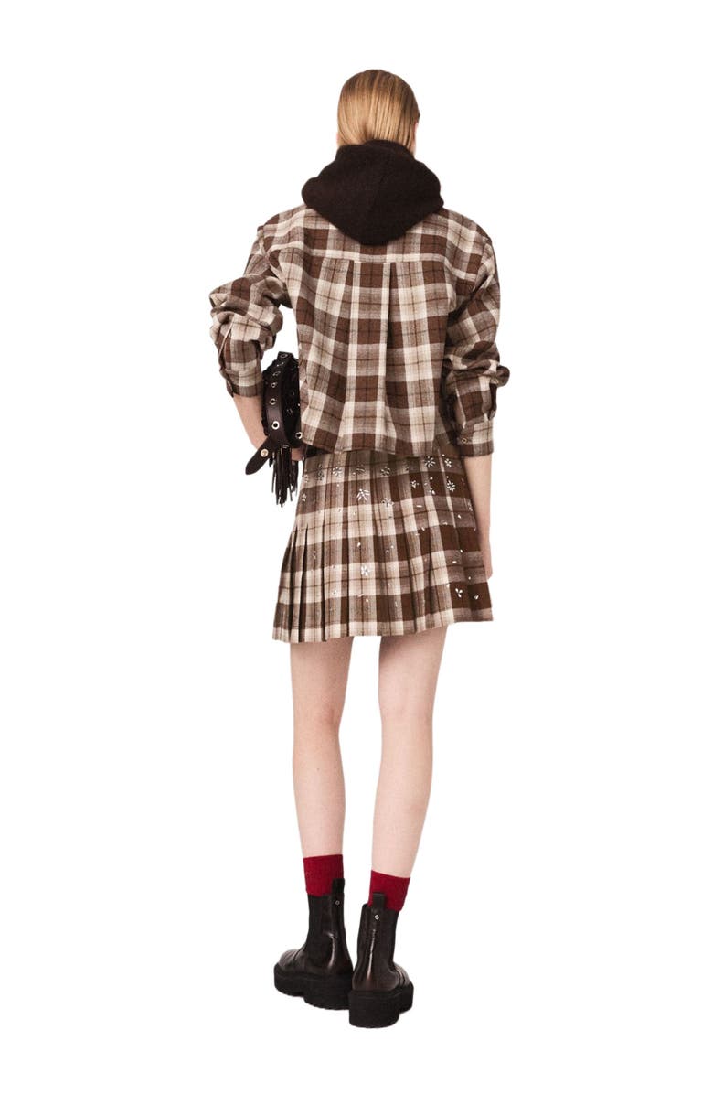 maje Rhinestone checked shirt, Alternate, color, Big Brown Check