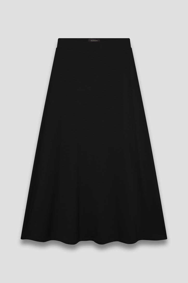 Grace A-line Jersey Midi Skirt, Alternate, color, Black