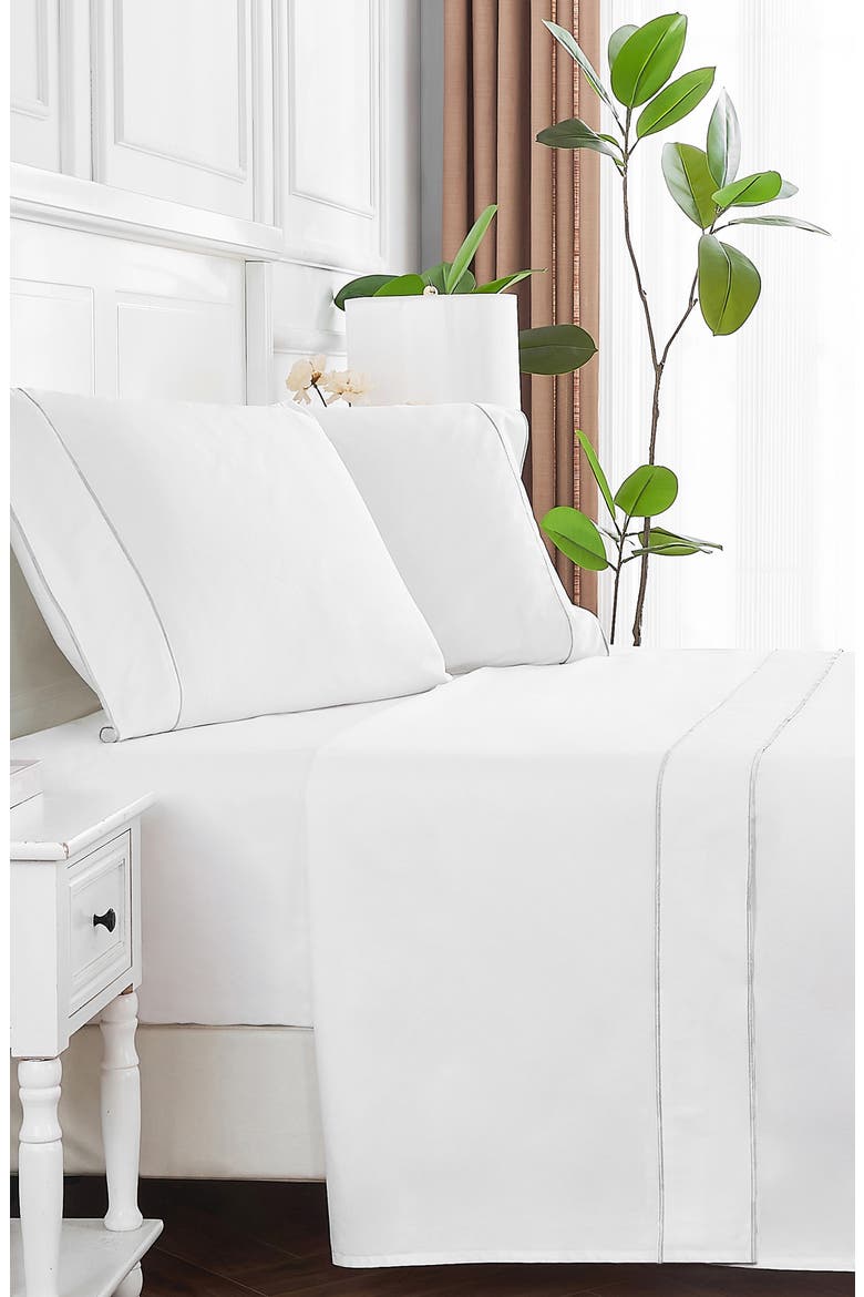 Framed 600 Thread Count Sateen Sheet Set, Alternate, color, WHITE/ WHITE