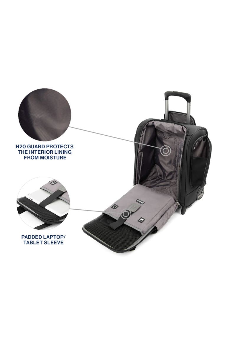 Tourlite Softside Lightweight 15" Underseat Compact Carry On Rolling Luggage, Alternate, color, Black