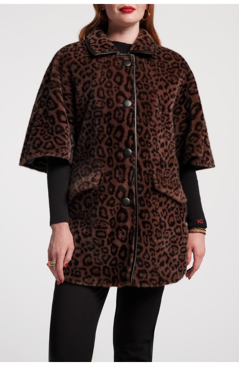 Frances Valentine Nico Poncho Jaguar Faux Fur, Alternate, color, 