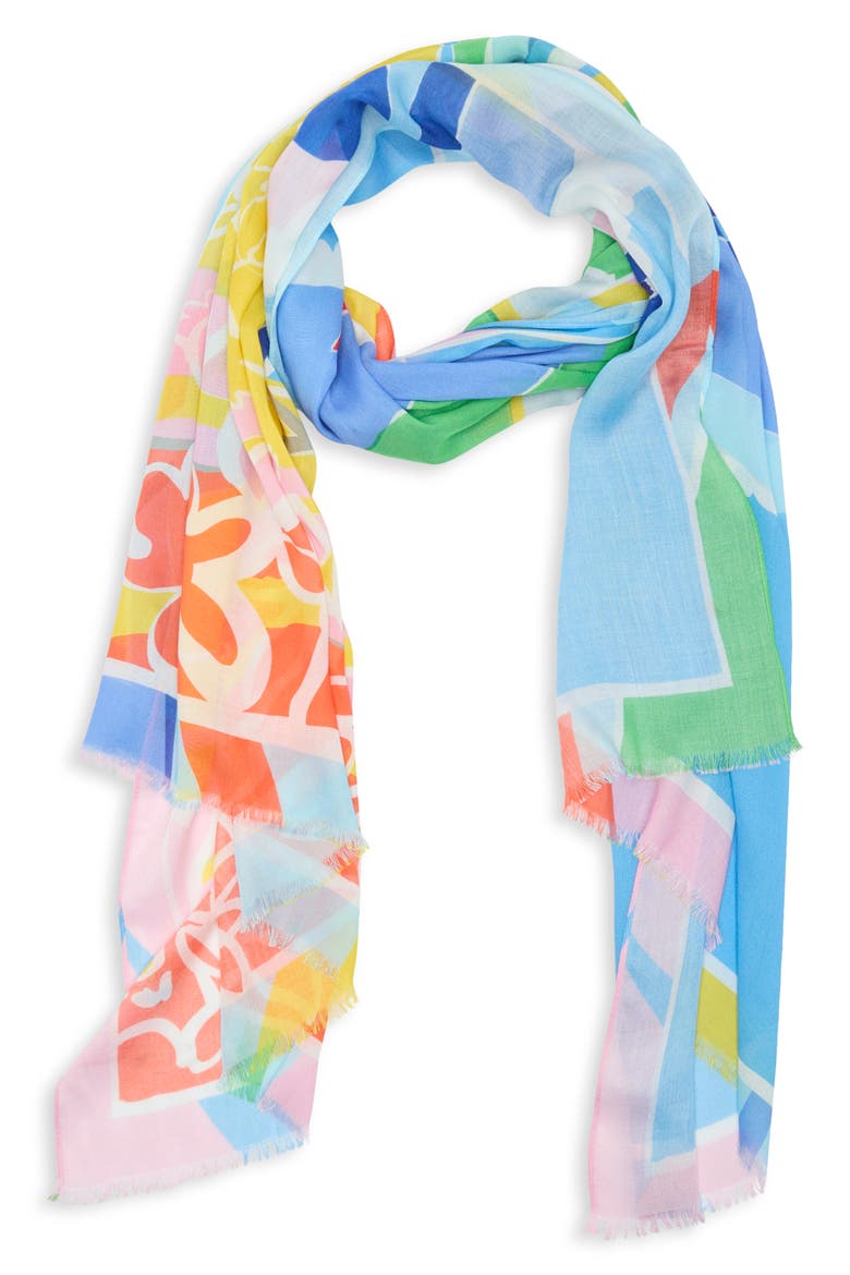 summer day oblong scarf, Alternate, color, BLUE MULTI