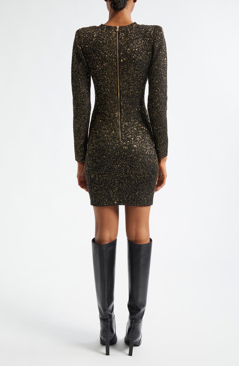 L'AGENCE Cherry Sequin Long Sleeve Body-Con Minidress, Alternate, color, Black/ Gold Sequin