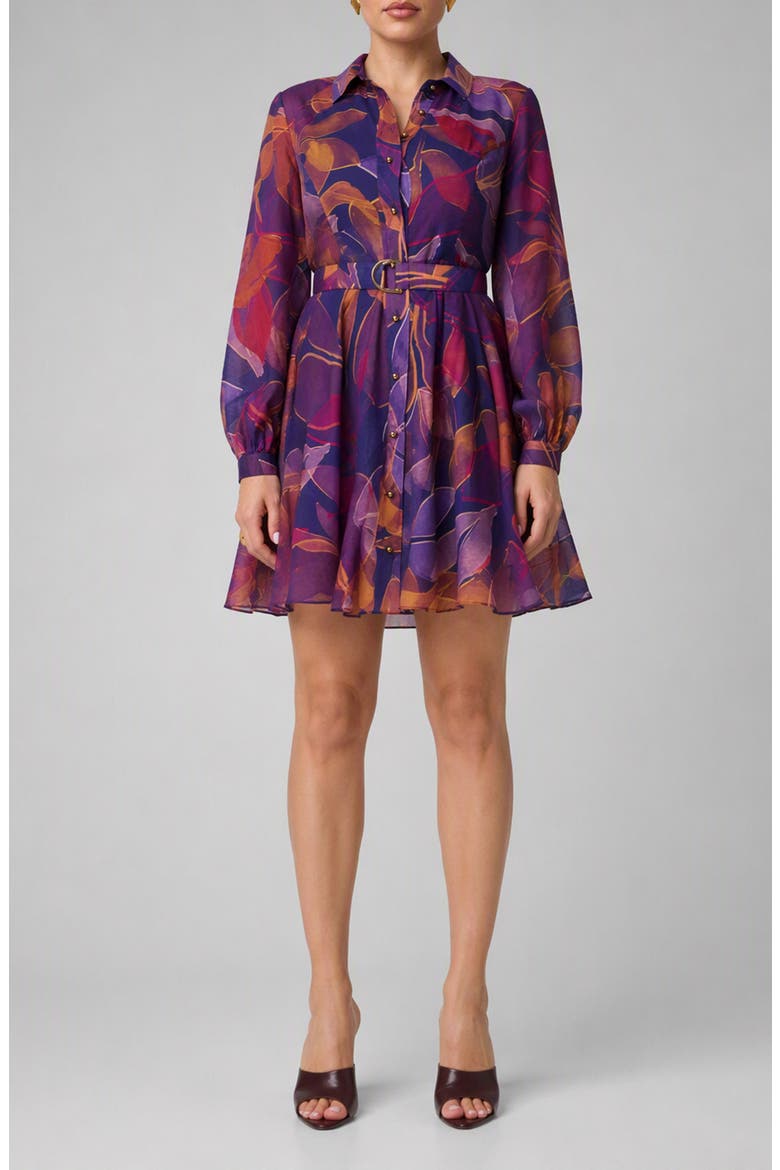 Autumn Print Long Sleeve Shirtdress, Main, color, BLUE PRINT MULTI WILDFLOWER