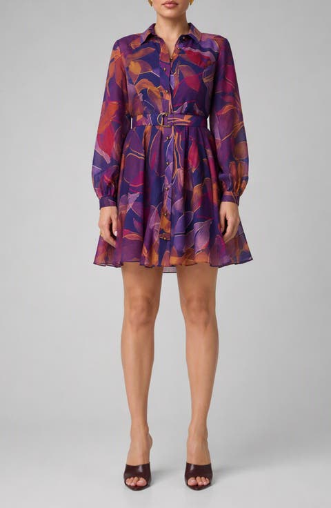 Autumn Print Long Sleeve Shirtdress