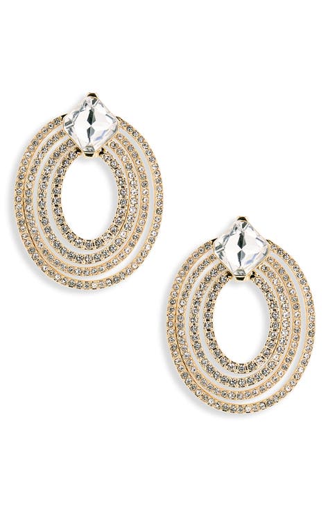 Crystal Pavé Front Drop Earrings