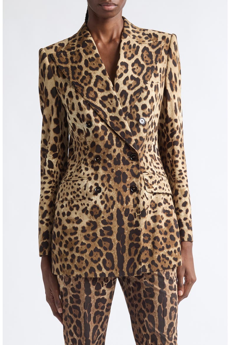 Leopard Print Stretch Wool Blazer, Main, color, LEO NEW